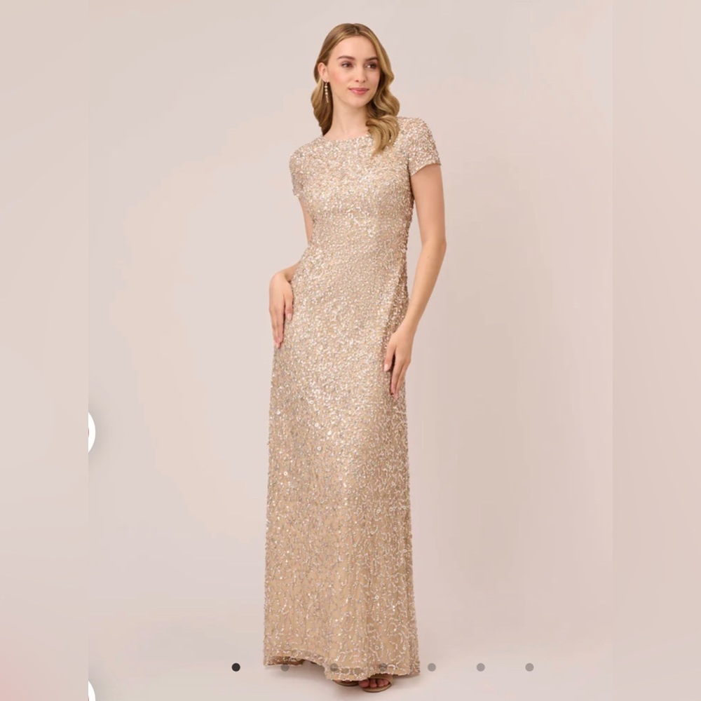 Adrianna Papell Scoop Back Sequin Gown